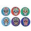 6pcs/set Diamond Painting Skull Coaster Round Cup Cushion Home Decor