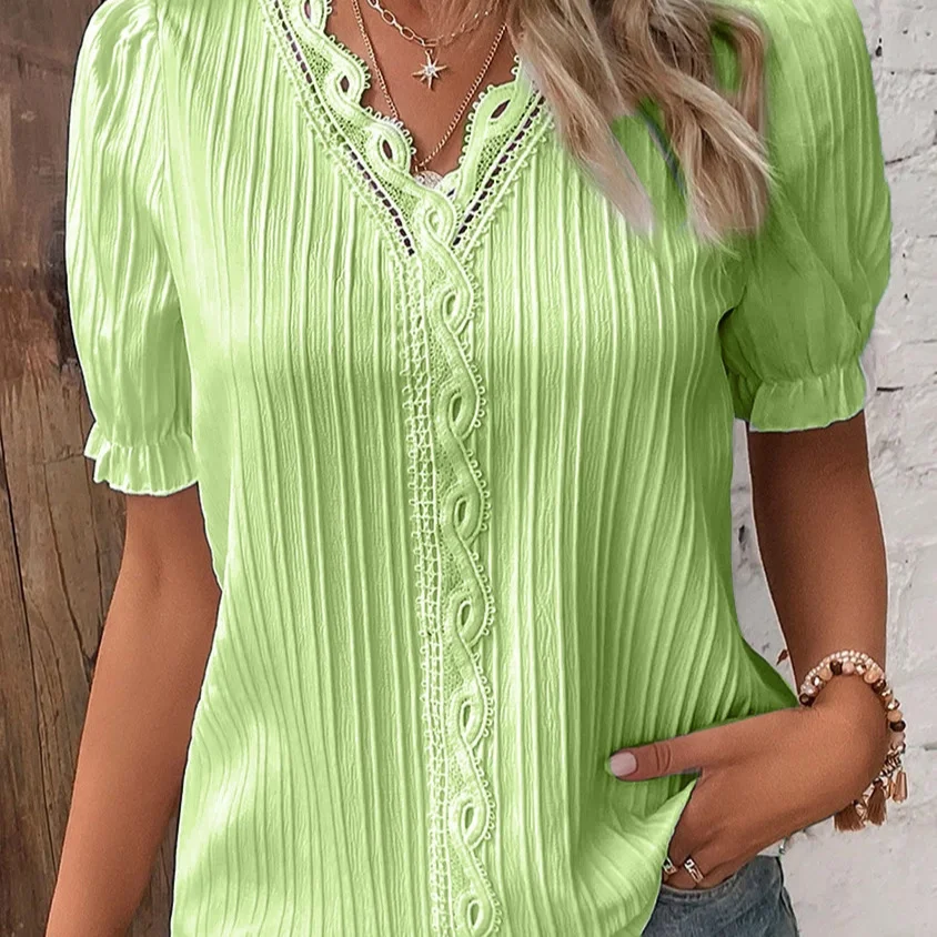 Nigikala Nigikala Summer New Holiday Fashion Hollow Short-Sleeved Women's Shirt