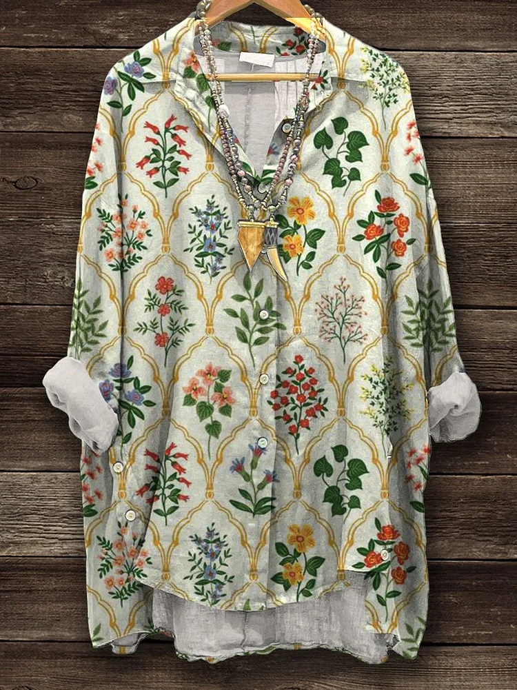 Women's Flower Art Print Casual shirt