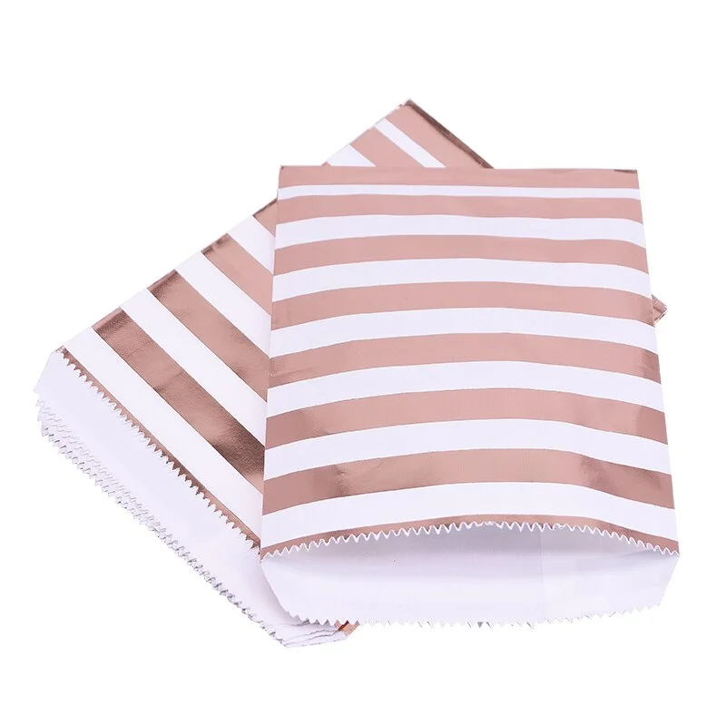 25Pcs Paper Bags Candy Gift Bag Food Packaging Christmas Wedding Favor Baby Shower Rose Gold Birthday Party Decoration Treat Bag