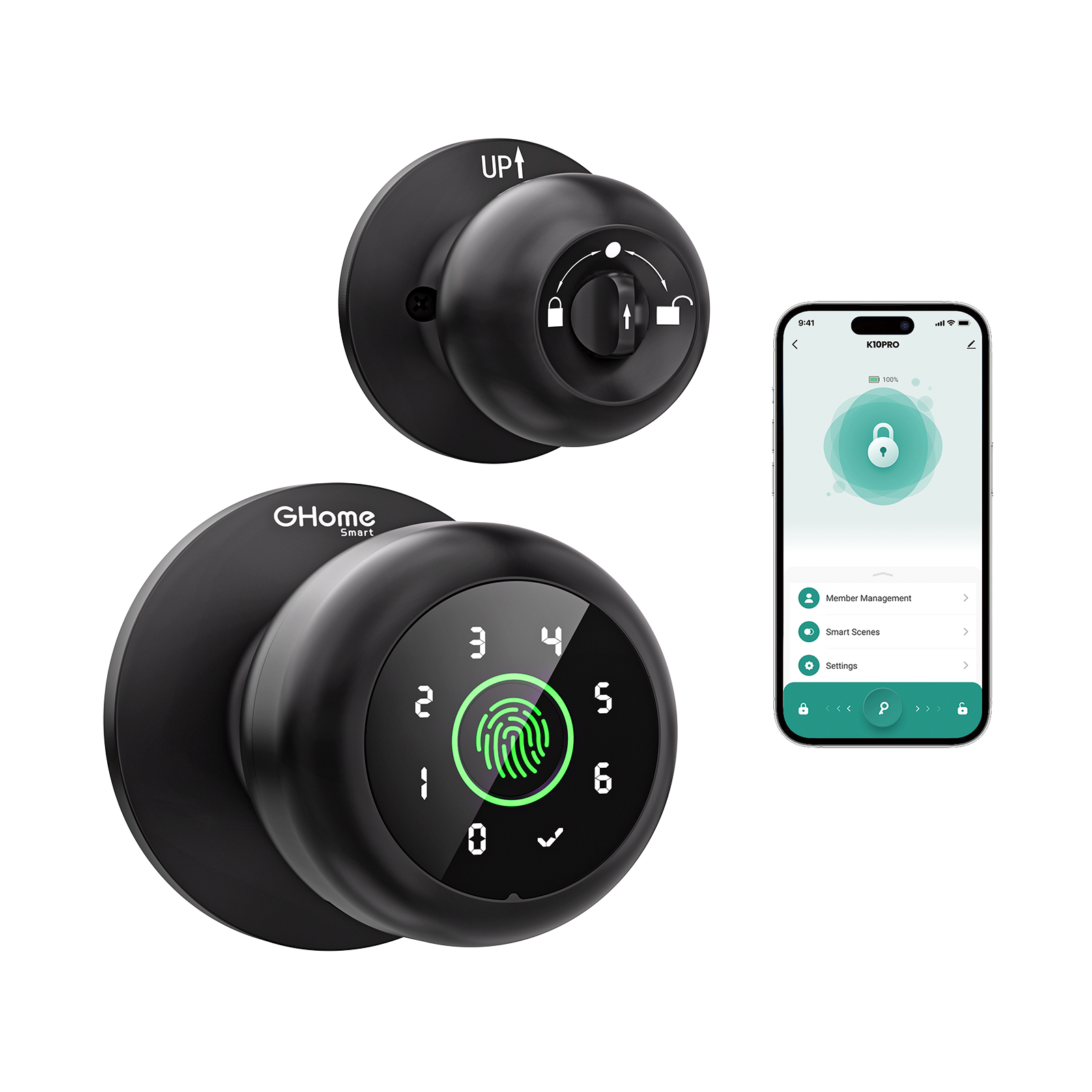 4 in 1 Smart Fingerprint Door Knob GhomeSmart K10PRO
