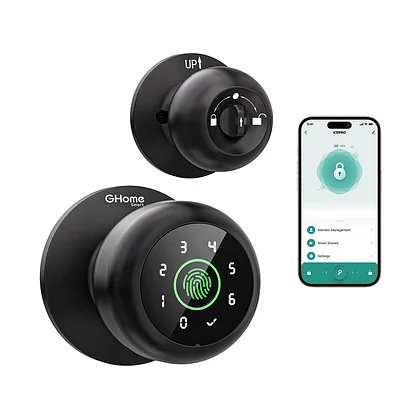 4 in 1 Smart Fingerprint Door Knob with Keypad Smart Door Lock, Biometric Door Knobs & App Control, Keyless Entry Door Lock Great for Home, Bedroom, Apartment Offices and Garages Black K10PRO