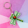 Full Bead Embroidery Keychain Dragonfly Printed Craft Gifts(5.5x5.5cm)