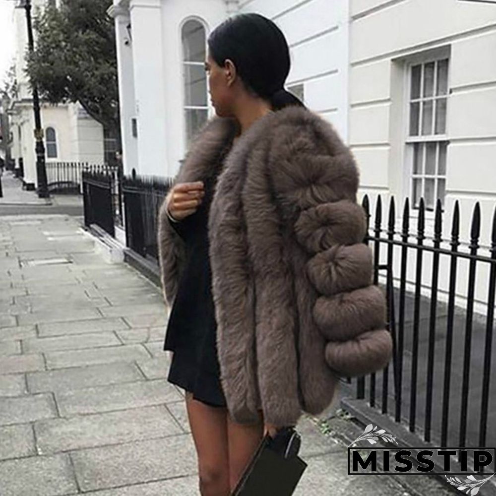 Women Winter Top Fashion Faux Fur Coat Elegant Thick Warm Outerwear Fake Fur Ladies Jacket Coat
