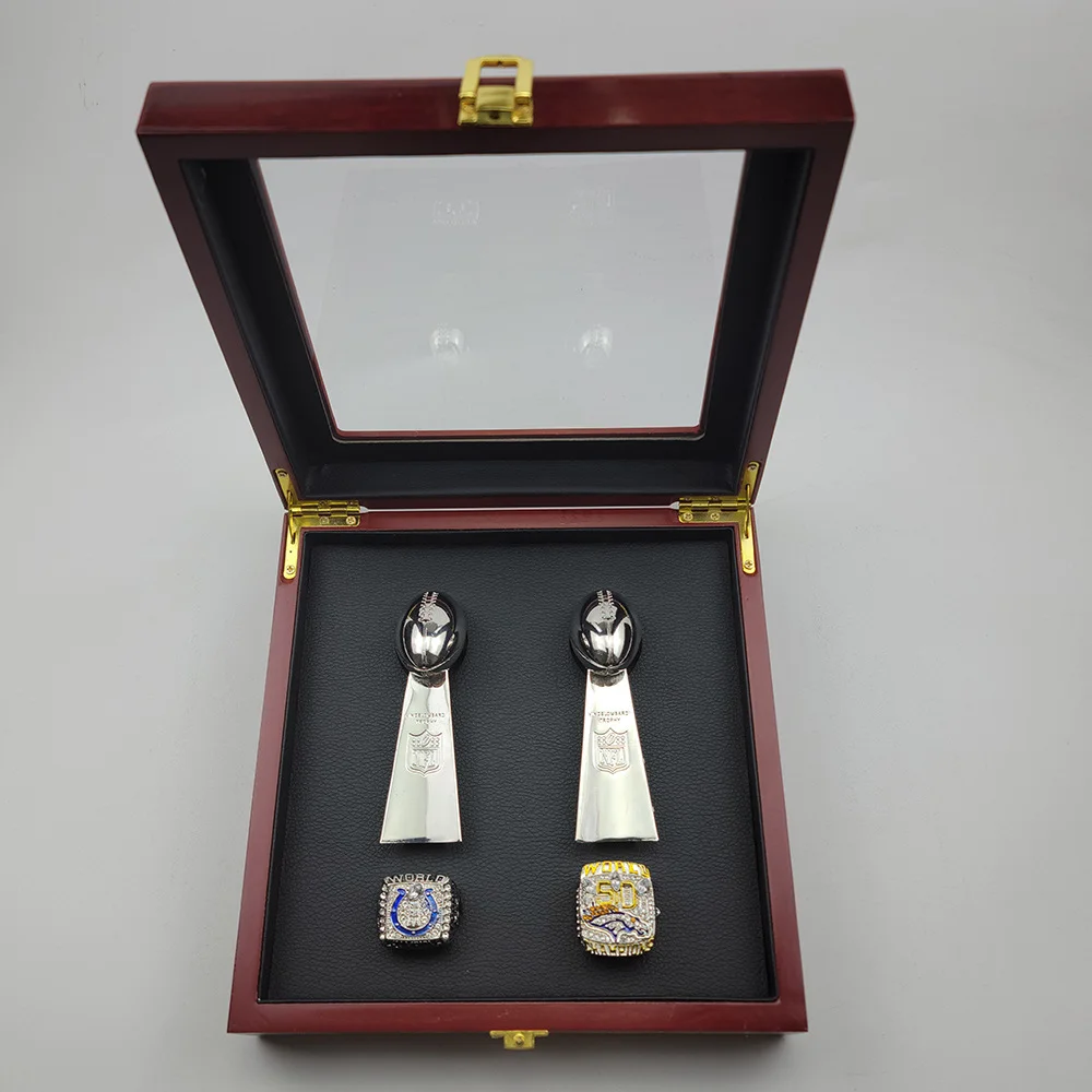 Indianapolis Colts Championship Ring Set + Trophy*2 + Wooden Box