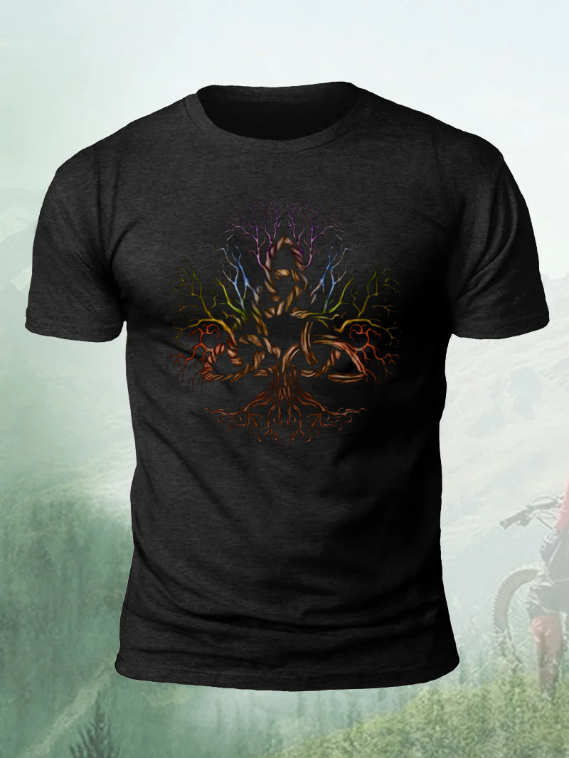 Men's Color Tree Of Life Print Short Sleeve T-Shirt