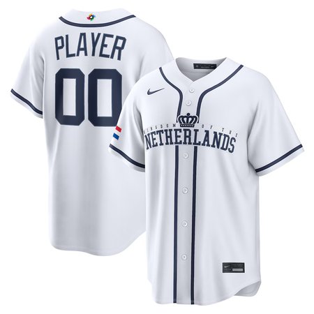 Youth Netherlands Baseball Custom Custom White 2026 World Baseball Classic Home Jersey