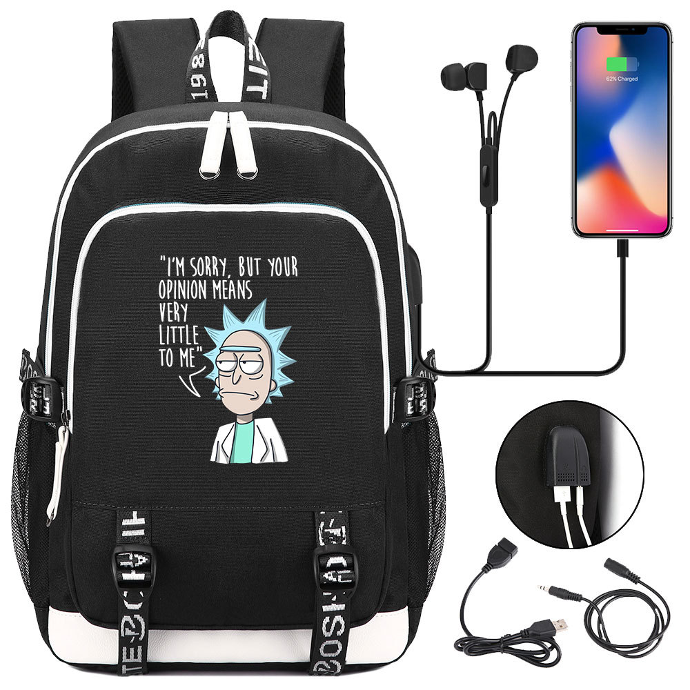 Rick and Morty Backpack with Multi-Pocket Large Capacity and Laptop Protection - USB Charging Compatible-Mayoulove