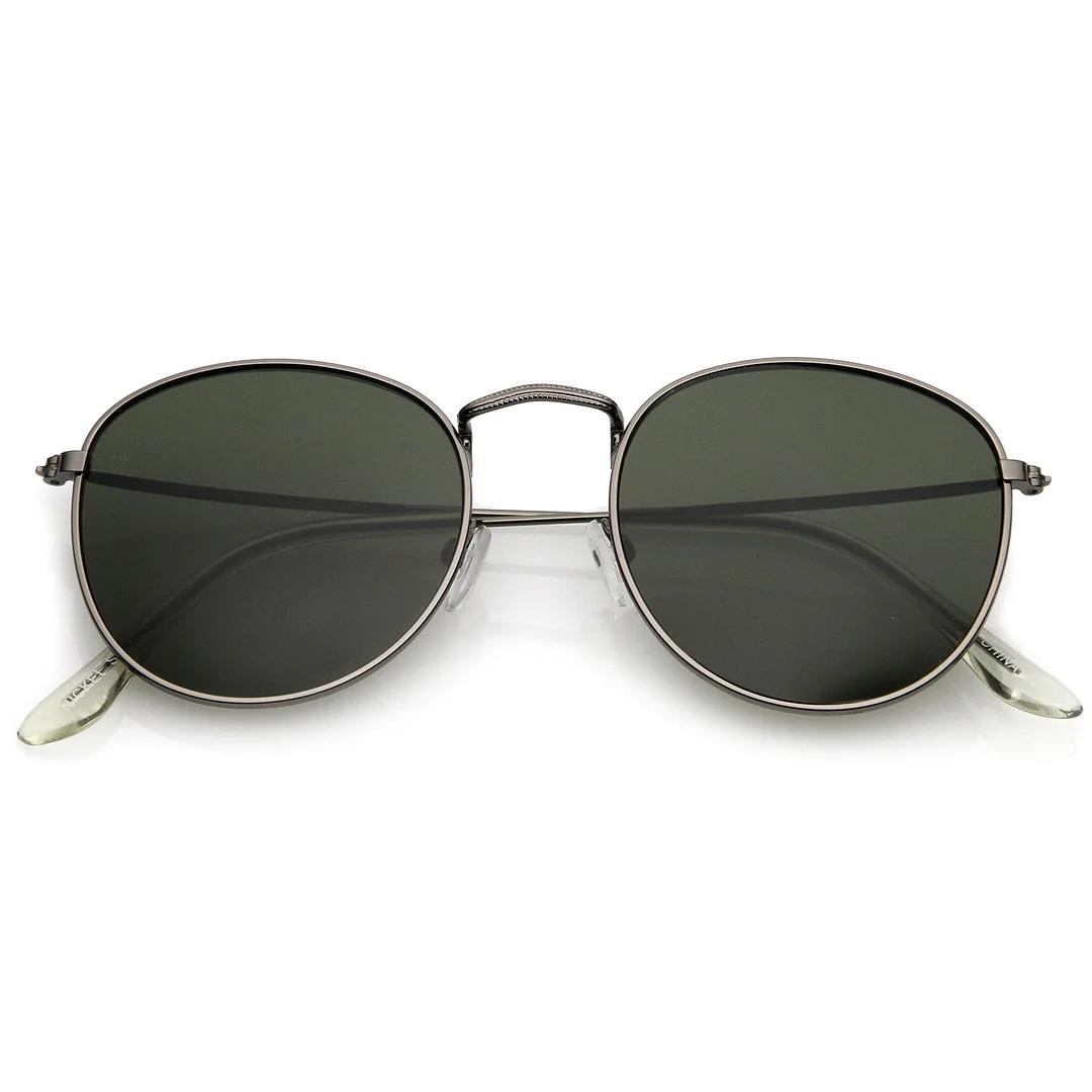 Classic Full Metal Frame Slim Temple Round glasses 45mm