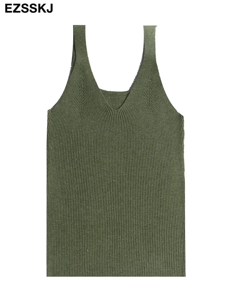 Cashmere high quality chic basic V-NECK Camisole female Summer white knit tank top Women sexy sleeveless tank top
