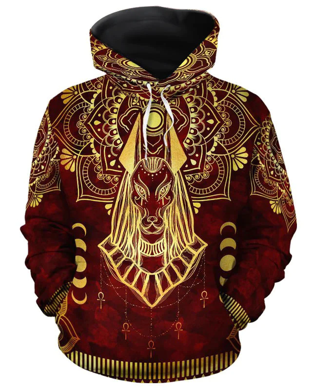 Suitmens Anubis Pattern In Red All-over Hoodie