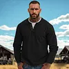 Men's Casual Waffle Country Western Patchwork Neck Long Sleeves Henley T Shirt With Chest Pocket by Inlyline