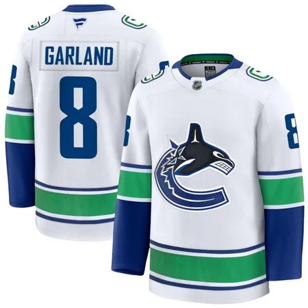 Youth Vancouver Canucks #8 Conor Garland White Away Jersey