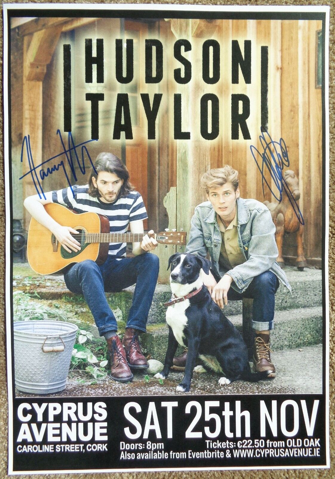 Signed HUDSON TAYLOR Gig POSTER In-Person w/proof Concert Autograph