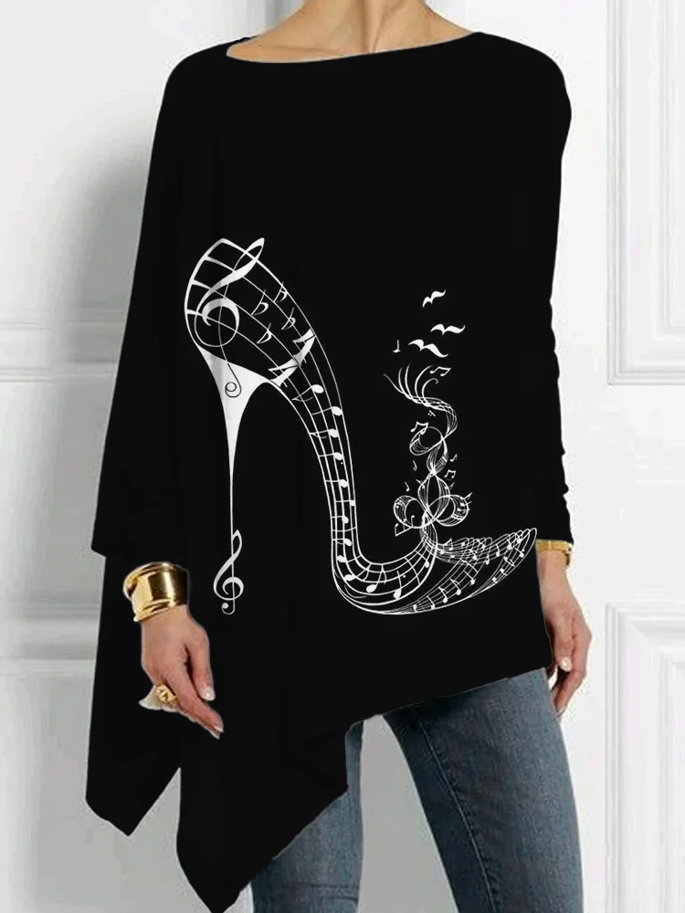 Music Notes Shoe Art Bat Sleeve T Shirt