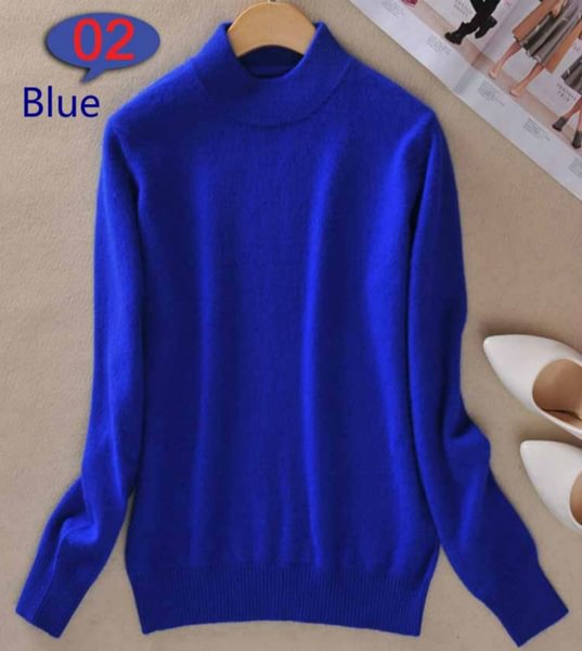 16 Colors Wool Pure Cashmere Sweater Women Pullovers Long Sleeve Pull Femme Half Turtleneck Women Sweaters Pullovers - Shop Trendy Women's Fashion | TeeYours