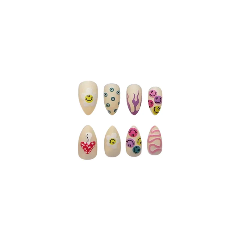 Churchf Churchf Nail Nail Smiling Face Eye Nail Wearing Nail Scrub Texture Stripe Pure Desire Nails