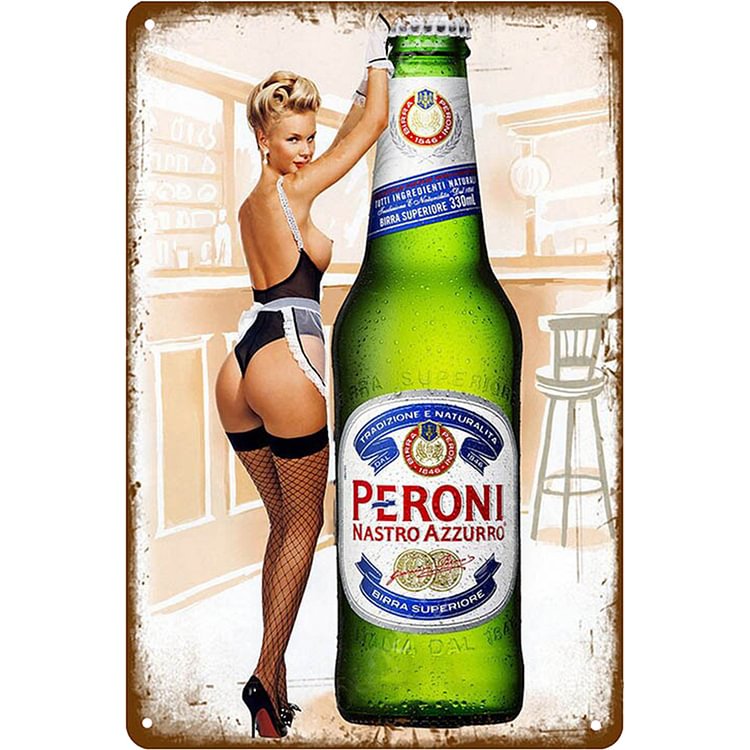 Peroni Beer - Vintage Tin Signs/Wooden Signs - 7.9x11.8in & 11.8x15.7in