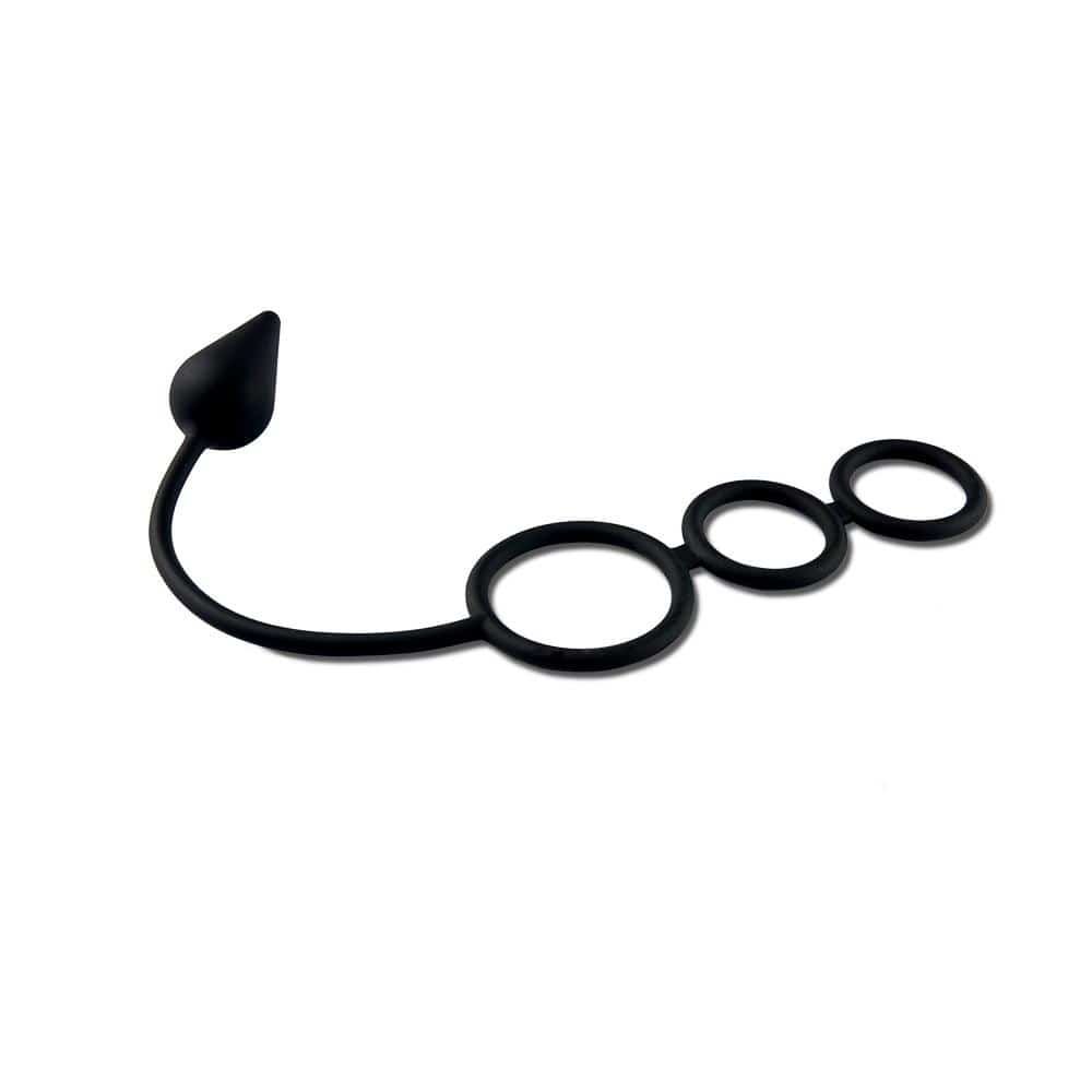 3 in 1 Cock Ring with Tapered Anal Plug-FUNSEXDOLLS
