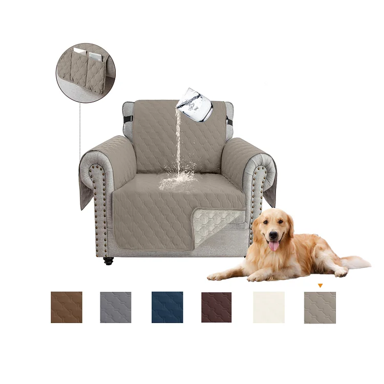 Sanmadrola 100% Waterproof Couch Covers Non-Slip Sofa Cover with Elastic Straps&Silicone Backing Furniture Protector Covers Sofa Slipcovers for Kids Pets Dogs