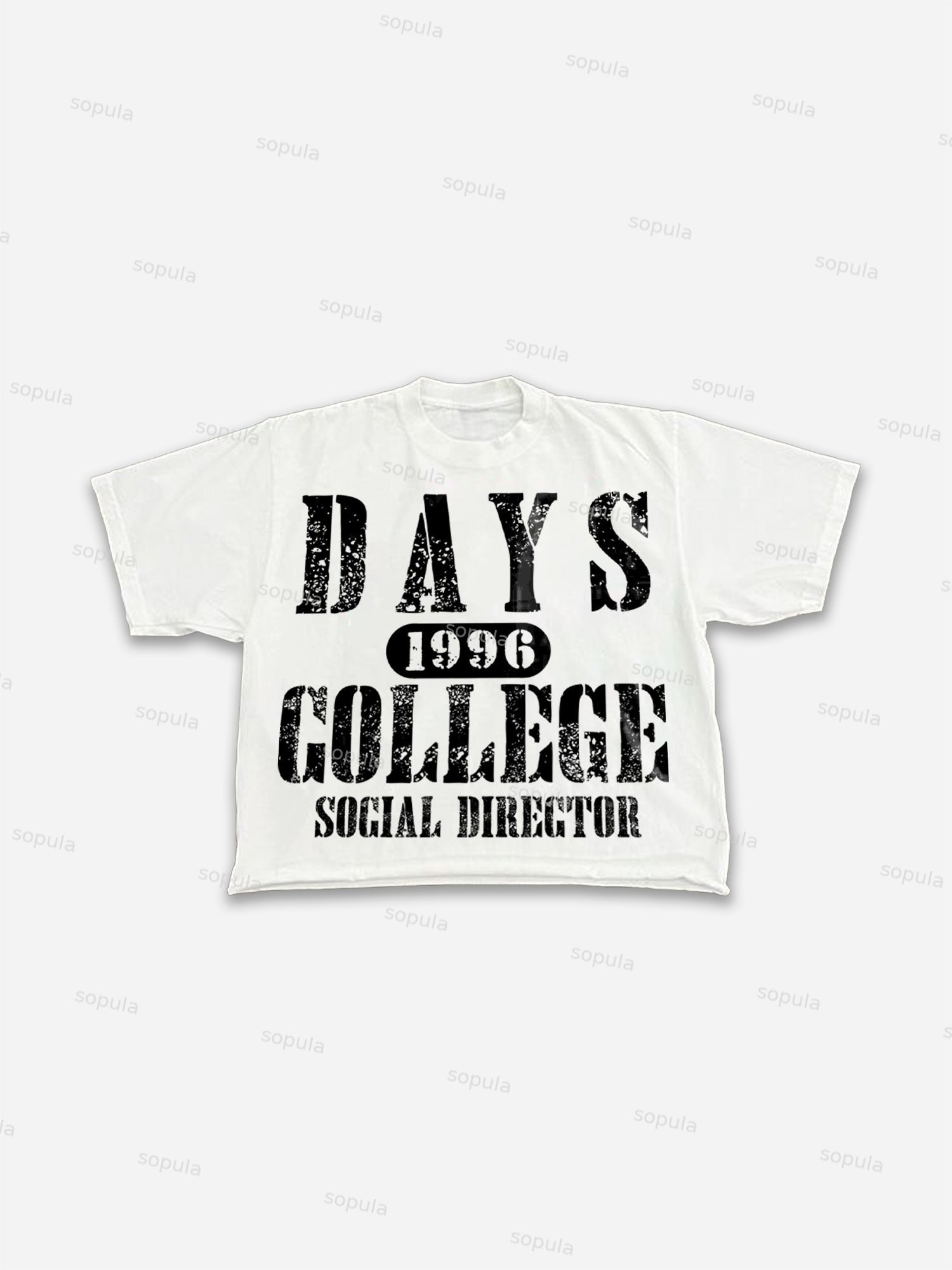 1996 Days Gollege Vintage Letter Graphic Cropped T-shirt - Sopula｜Premium Graphic Tees & Graphic Clothing