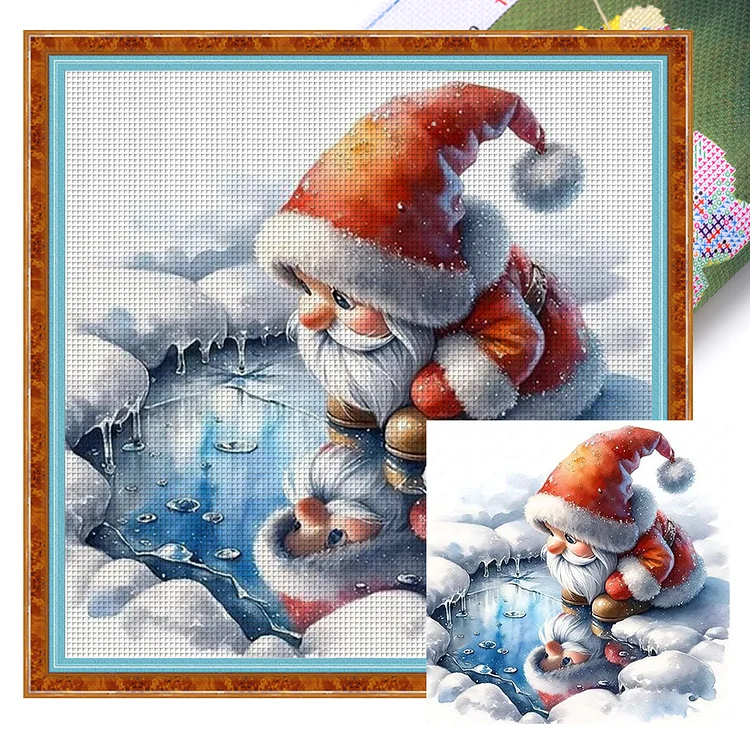 【Huacan Brand】Gnome By The Lake 11CT Stamped Cross Stitch 40*40CM