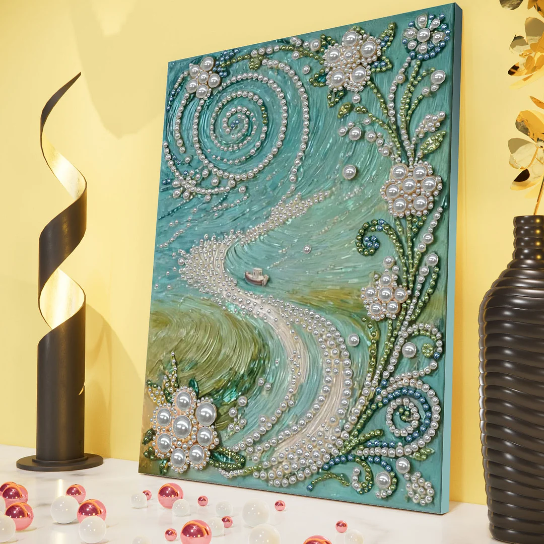 Path DIY Pearl Diamond Art Kits for Adults Home Decor With Frame 30x40cm