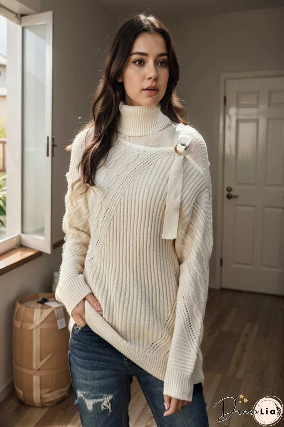 casual ribbed button decor asymmetrical hem long sleeve t shirt