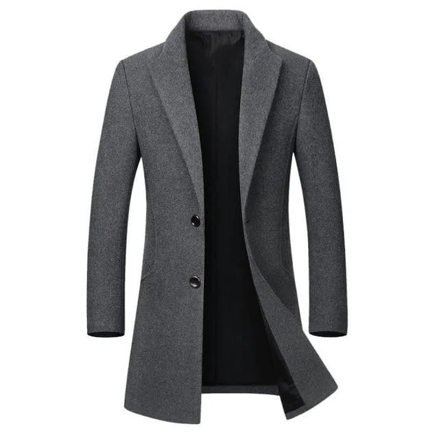 Men's High-Quality Wool Coat Casual Slim Collar Wool Coat Cotton Collar Trench Coat Winter Wool Jacket