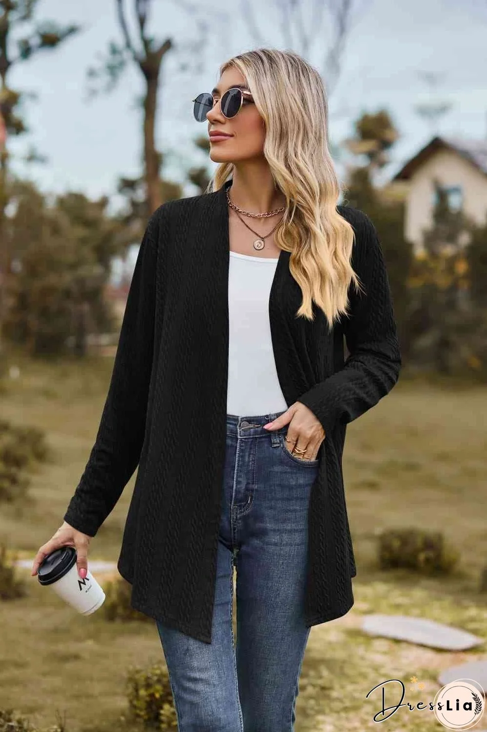 Open Front Long Sleeve Cardigan