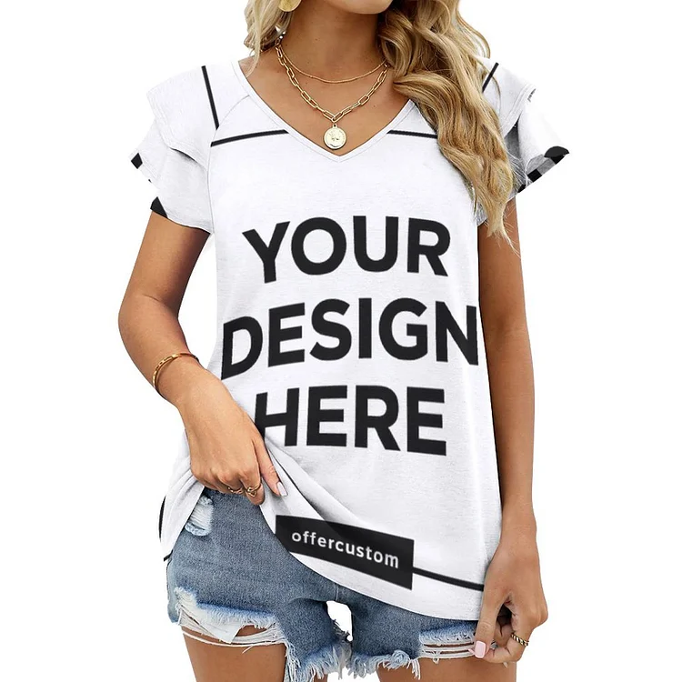 Single Image Personalized Custom Women's V-neck T-shirt | Ice Silk