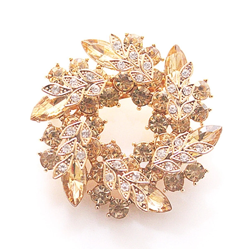 Spot Fashion High-end Gifts Korean Style Corsage Jewelry Shiny Rhinestone Crystal Bauhinia Flower Women Ring Brooch