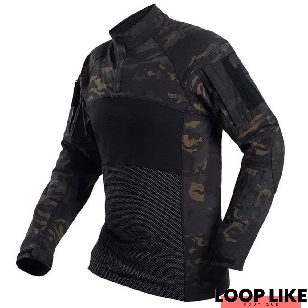 Men Tactical Gym Camouflage Army Long Sleeve Tee Soldiers Clothing T Shirt