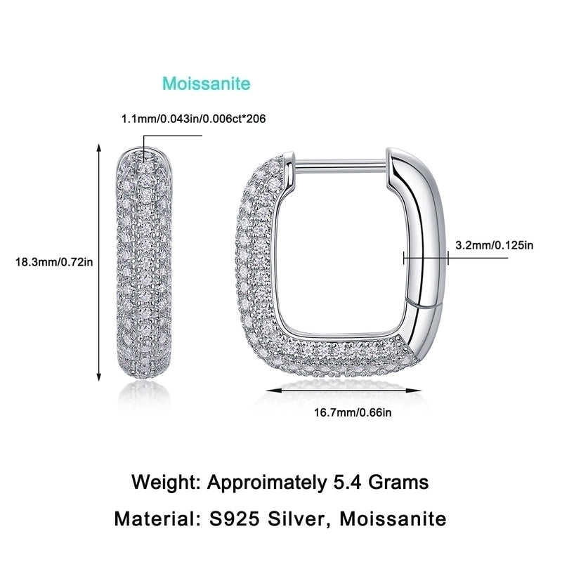 1 Pair 925 Sterling Silver Moissanite GRA Certificate Geometric Earrings