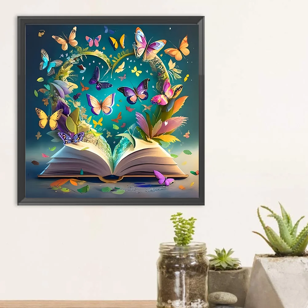 Diamond Painting - Full Round Drill - Butterfly Book(Canvas|30*30cm)