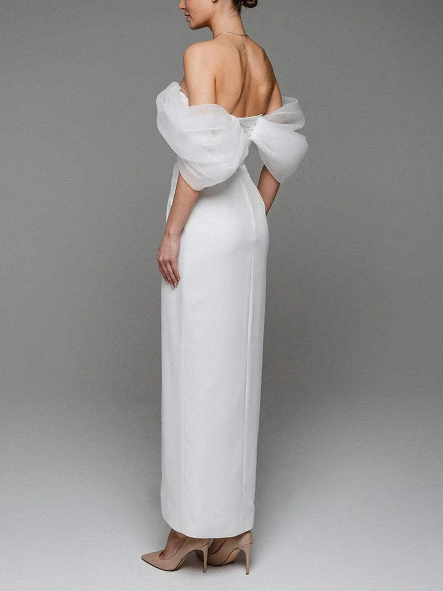 Sexy Strapless Slit Black Dress