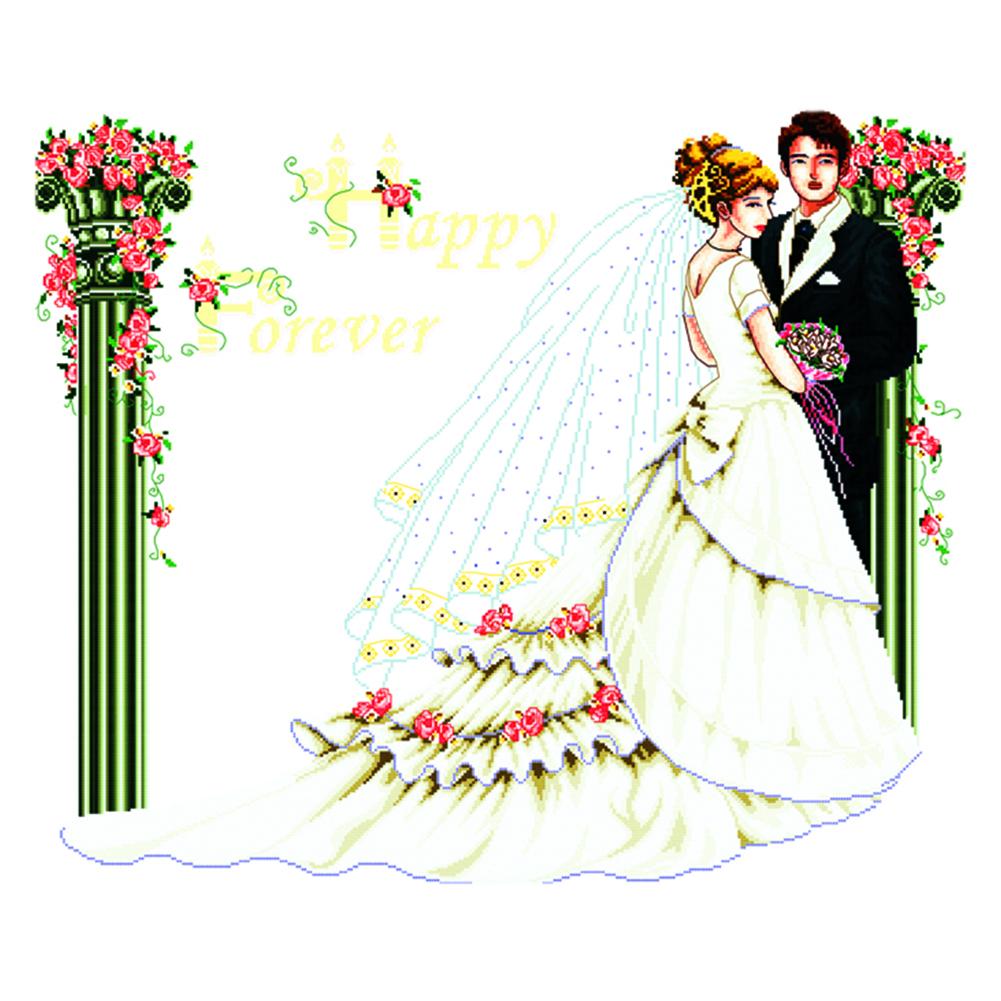 

Wedding - 14CT Stamped Cross Stitch - 73*61cm, 501 Original
