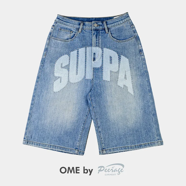 Custom Baggy Print Rhinestone Jorts
