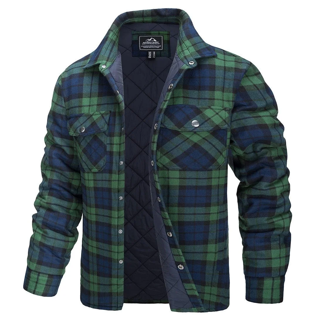 Men's Flannel Shirt Long Sleeve Button Down Jacket