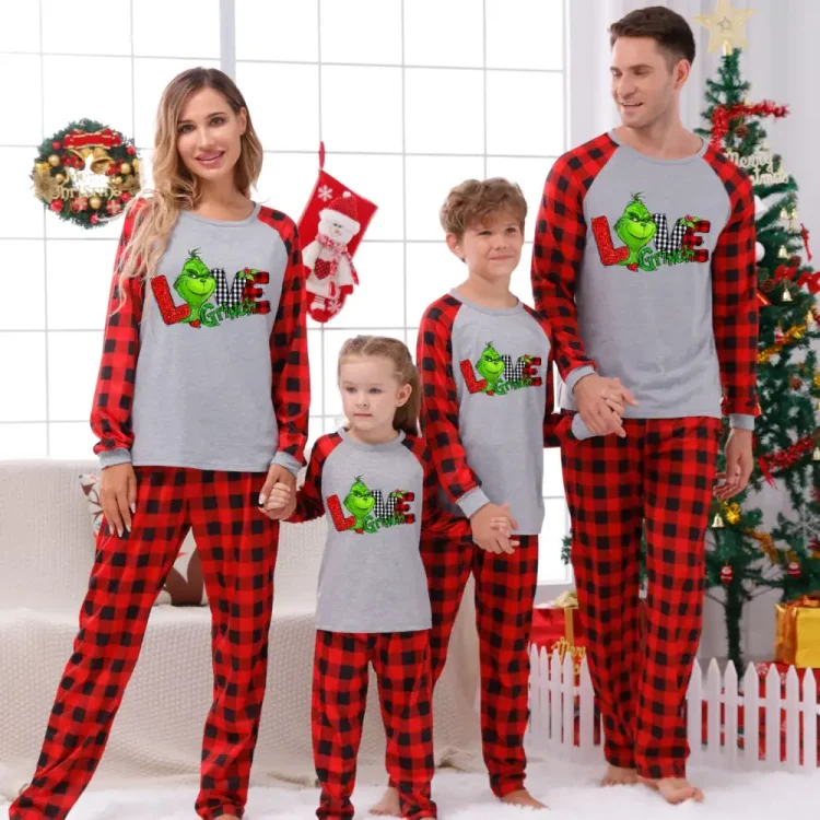 Christmas Plaid Family Pajama Set with  Print