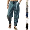 Pantaloni casual larghi da uomo in cotone e lino