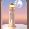 Creative Lighthouse Design Night Light USB Charging Moonlight Lighthouse Projection Lamp Bluetooth Speaker Human Body Sensing Atmosphere Night Light Home Bedroom Living Room Decoration Night Light
