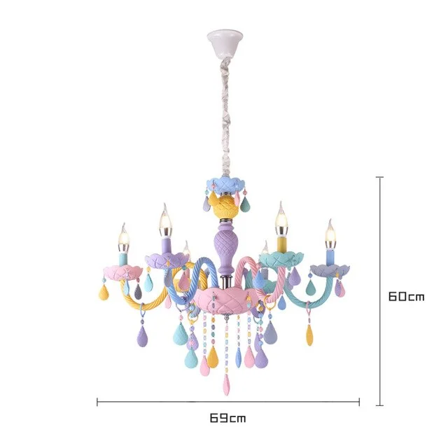Colorful Crystal Chandelier Macaron Color Droplight Children Bedroom Lamp Creative Fantasy Luminaire Stained Glass Lustre