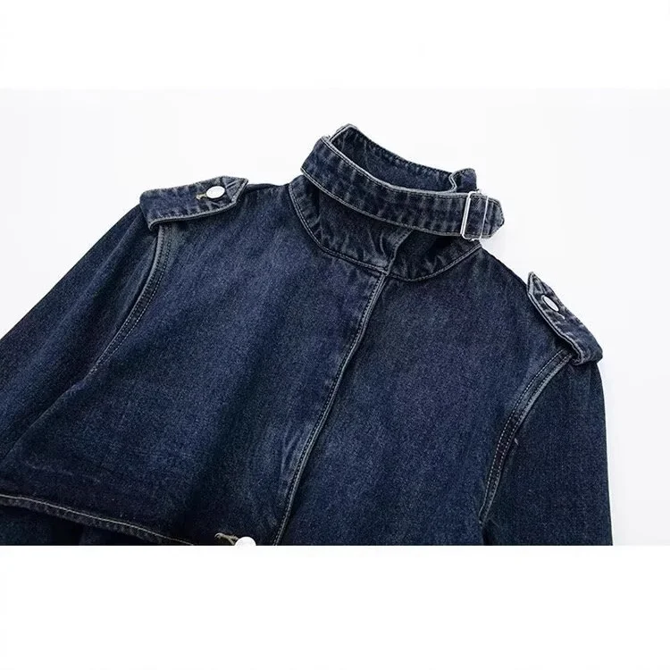 Nigikala Nigikala Women's Clothing Temperament Commuting With Belt Long Denim Wind Coat