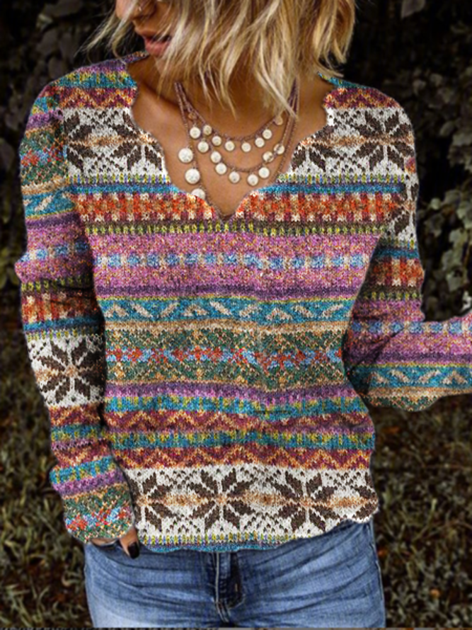 Regular Fit Tribal Casual Sweaters S25- Fabulory
