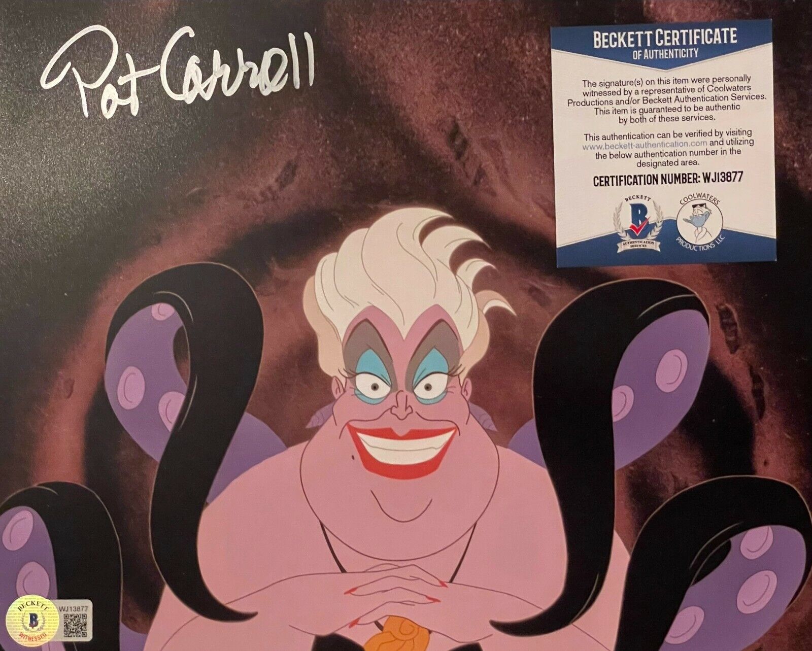 Pat Carroll Ursula Little Mermaid Original Autographed 8X10 Photo Poster painting w/Beckett COA