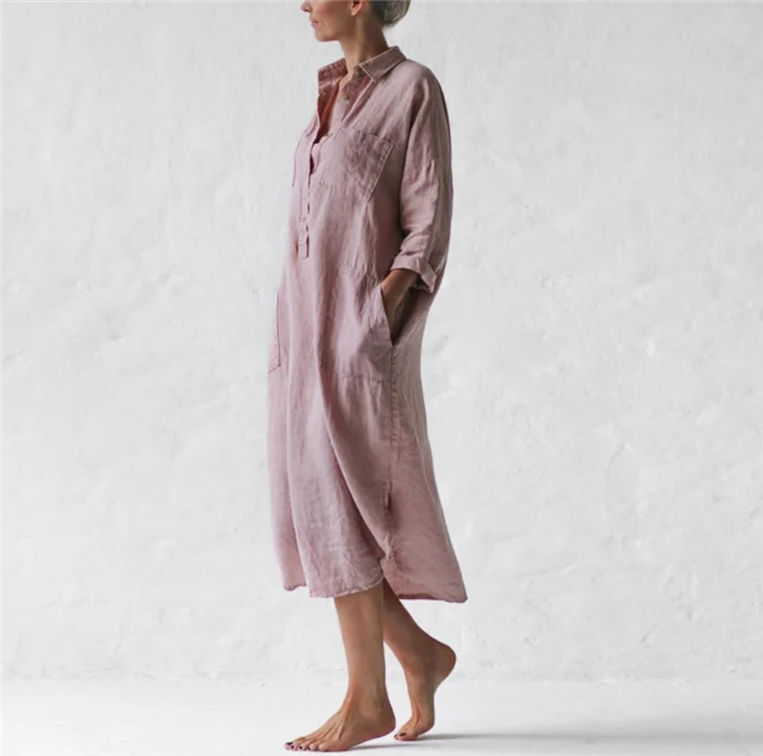 Shirt Dress In Dusty Pink