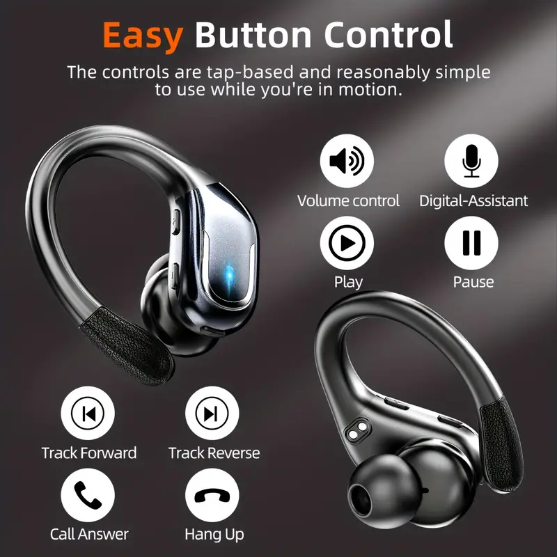 new wireless earbuds for running sports wireless earphones with earhooks pure sound over ear headphones enc noise cancelling with dual led display earphones built in microphone Product details 1