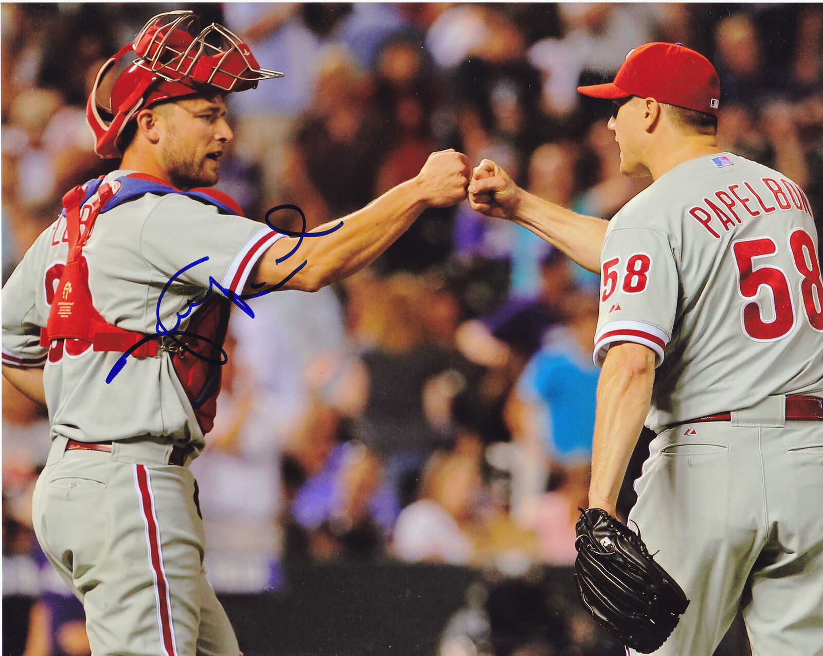 STEVEN LERUD PHILADELPHIA PHILLIES ACTION SIGNED 8x10