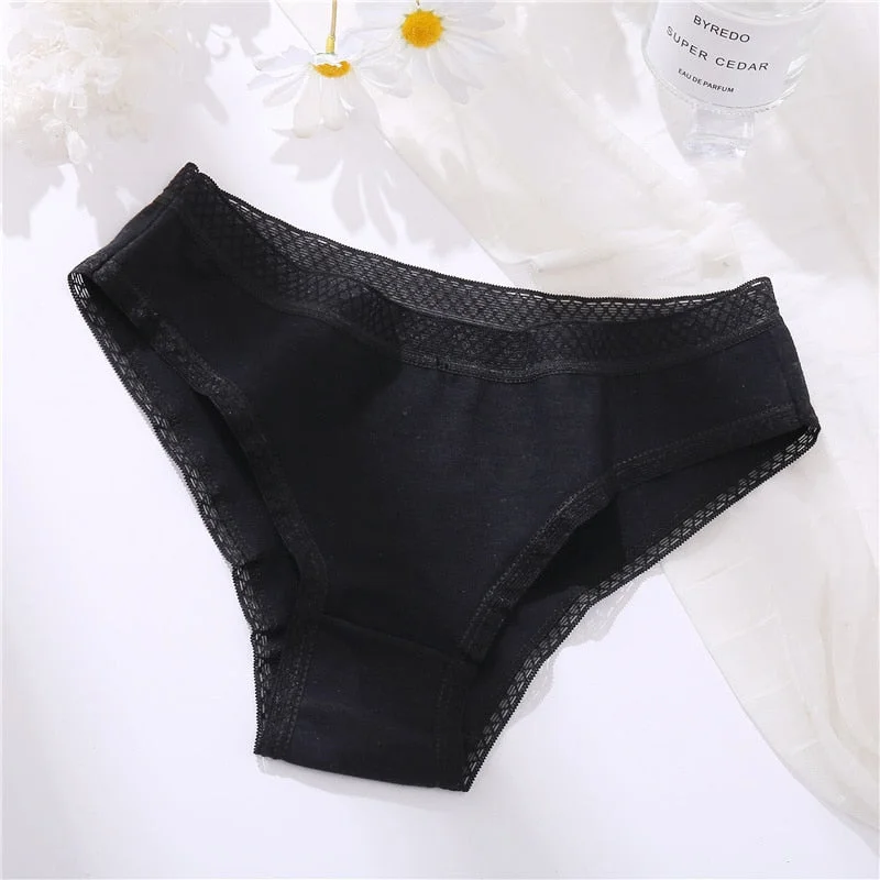 New Women Cotton Briefs Sexy Lace Panties Low Waist Underpants Comfortable Girls Underwear Panty Lingerie M-2XL